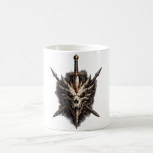 Donkere Fantasy Schedel Zwaard Krijger Embleem Koffiemok