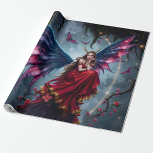 Donkere Fantasy Sprookjeskoningin met Vlinder Vleu Cadeaupapier