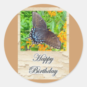 Donkere fase tijger Swallowtail Butterfly Birthday Ronde Sticker