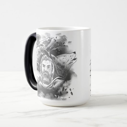 Donkere figuur met capuchon in Ink Blot Shadows Magische Mok (Voorkant links)