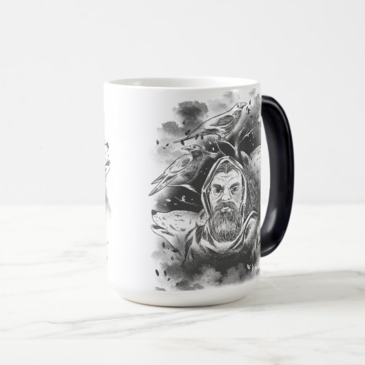 Donkere figuur met capuchon in Ink Blot Shadows Magische Mok (Voorkant rechts)