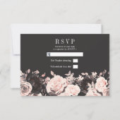 Donkere Floral Blush roze houtskool Black Weddensc Kaart (Voorkant)