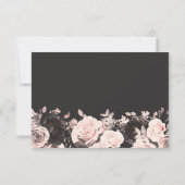 Donkere Floral Blush roze houtskool Black Weddensc Kaart (Achterkant)