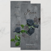 Donkere Floral Gothic Style Wedding Menu (Voorkant / Achterkant)