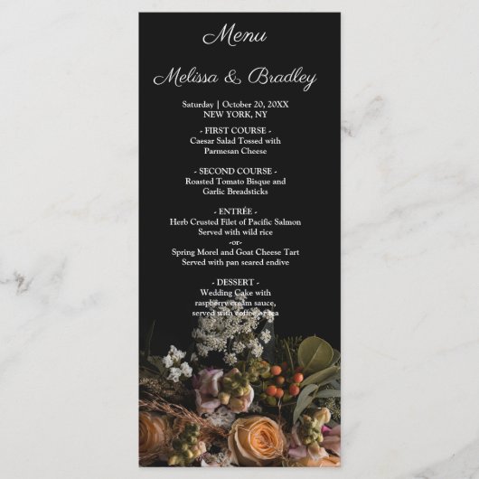 Donkere Floral Menu (Voorkant)