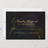 Donkere Floral Moody Monogram Wedding RSVP Kaart (Achterkant)
