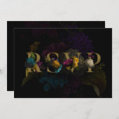 Donkere Floral Moody Monogram Wedding RSVP Kaart (Voorkant / Achterkant)