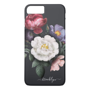 Donkere Floral op zwart   Handtekening iPhone 8 Plus / 7 Plus Hoesje