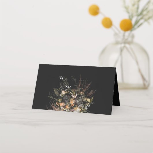 Donkere  Floral Place Card (Voorkant)