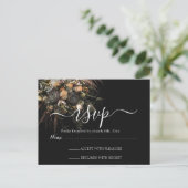 Donkere  Floral RSVP Briefkaart (Staand voorkant)
