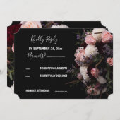 Donkere  Floral RSVP Uitnodiging (Voorkant / Achterkant)