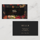 Donkere  Floral Visitekaartjes Rode Roze (Voorkant / Achterkant)
