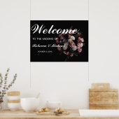 Donkere  Floral Wedding Welkom Poster (Keuken)