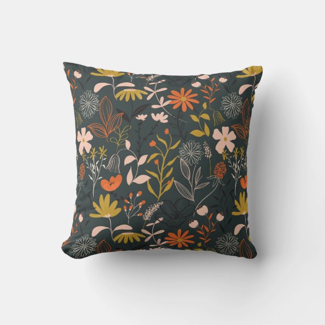 Donkere Florals Kussen (Voorkant)