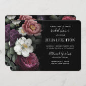 Donkere Florals Modern Bridal Shower Kaart (Voorkant / Achterkant)