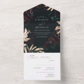 Donkere Fluwelen Bourgondiëroos | Herfst Winter Br All In One Uitnodiging (Binnen)