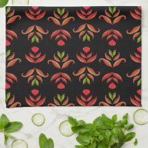 Donkere folk Floral print Cozy Rustic Black Herfst