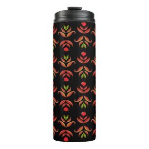 Donkere folk Floral print Cozy Rustic Black Herfst Thermosbeker