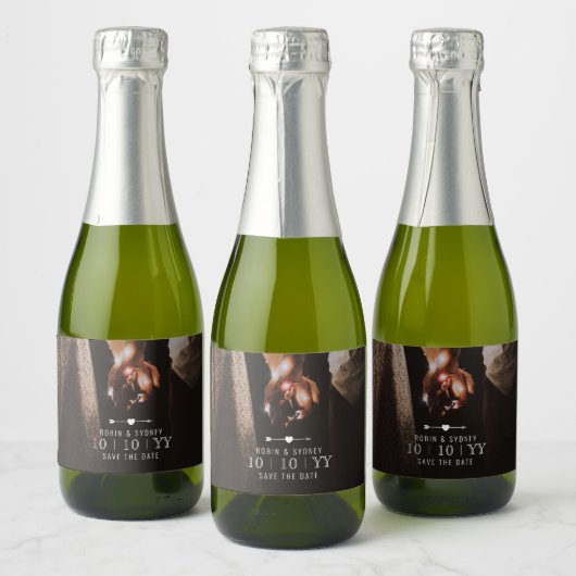 Donkere foto | De datum opslaan | Mini-flesetiket  Sparkling Wijnetiket (Flessen)