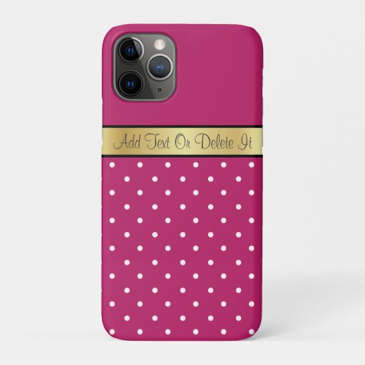 Donkere Fuchsia & White Polka Dots Custom Gold Rib Case-Mate iPhone Case (Achterkant)