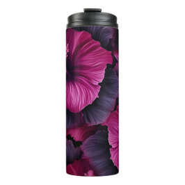 DONKERE FUCHSIA & ZWARTE TROPISCHE HIBISCUS BLOEME THERMOSBEKER