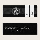 Donkere gemarmerde streep tegen zwarte prijs label mini visitekaartjes (Voorkant /achterkant)