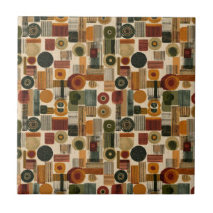 Donkere geometrische mid-century-patroon (2) tegeltje