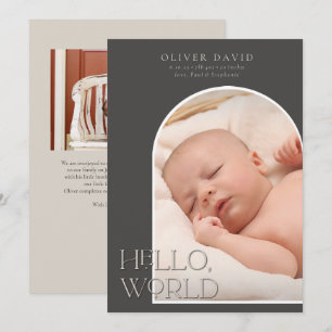 Donkere geslachtsneutrale Arch Foto geboortebekend Kaart