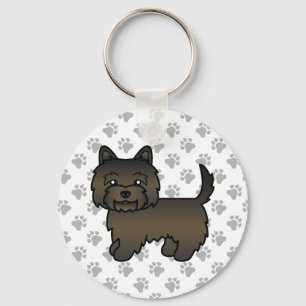 Donkere gestreepte Cairn Terrier Schattige Cartoon Sleutelhanger