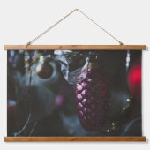 Donkere glamour kerstornamenten hangend wandkleed (Voorkant)