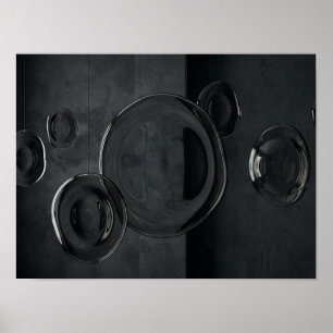 Donkere glazen bol compositie abstracte wandkunst poster
