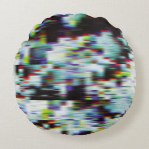 Donkere glitch achtergrond, illustratie. Zwart, bl Rond Kussen