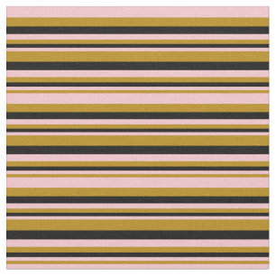 Donkere Goldenrode, roze en zwarte linnen Patroon Stof