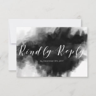 Donkere Goth Zwarte Waterverf Trouw RSVP Kaart