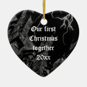 Donkere Gothic eerste kersthartversiering Keramisch Ornament