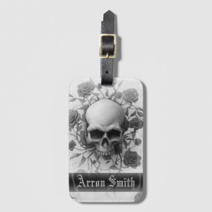 Donkere Gothic Floral Roos Skull Bagagelabel