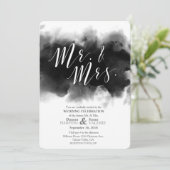 Donkere Gothic Mr. en Mrs. Waterverf Wedding Invit Kaart (Staand voorkant)