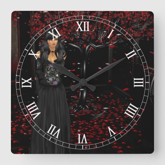 Donkere Gothic Roman Numeral Clock Vierkante Klok (Voorkant)