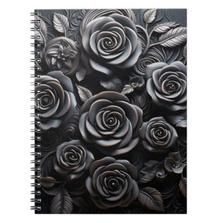 Donkere Gotische Boho Zwarte Rozen Bloemstuk Notitieboek