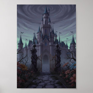 Donkere Gotische Gehaunted Kasteel IJzeren Hekken Poster