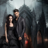 Donkere gotische kathedraal in het bos XLarge Wandkleed