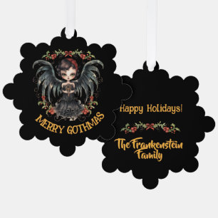 Donkere Gotische Kerstengel Ornament Kaart