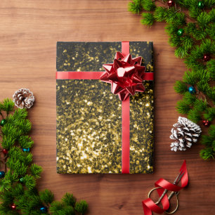 Donkere goudgele nepschittering vonken cadeaupapier