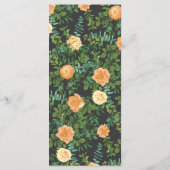 Donkere Grijs Perzik Bruiloft Modern Bloem Menu (Achterkant)