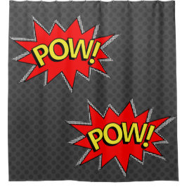 Donkere grijs - "POW!" "POW!" "Comic Book Superhel Douchegordijn