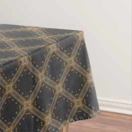 Donkere grijze diamanten met Gold Grid en Stippen Tafelkleed