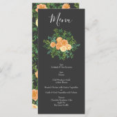 Donkere grijze pperbruiloft Modern Floral Menu (Voorkant / Achterkant)