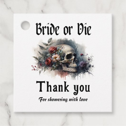 Donkere Grimmige Gotische Bruid of Sterf Bruidsmei Bedankjes Labels (Voorkant)