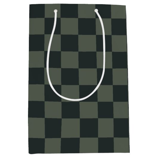 Donkere groene checkboard medium cadeauzakje (Voorkant)