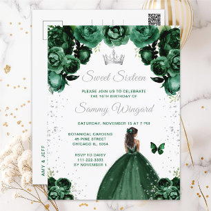 Donkere groene donkere huid prinses Sweet Sixteen Briefkaart
